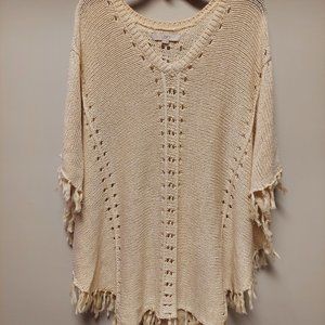 Loft Womens Cream Shawl Pull Over Sweater Size: M/L